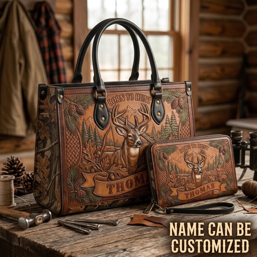 Hunt More Worry Less Elk Leather Bag + Free Wallet