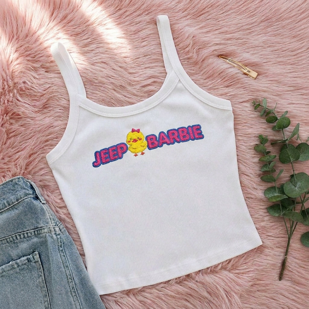 [Free delivery] Jeep Girl Collection Embroidered Spaghetti Strap Tank Top