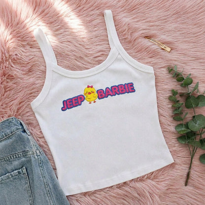[Free delivery] Jeep Girl Collection Embroidered Spaghetti Strap Tank Top
