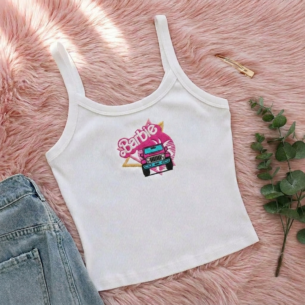 [Free delivery] Jeep Girl Collection Embroidered Spaghetti Strap Tank Top