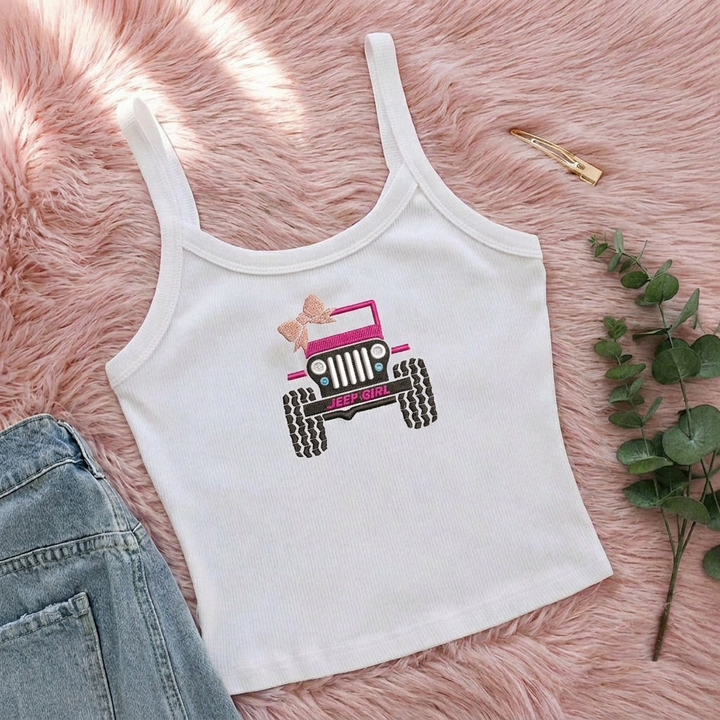 [Free delivery] Jeep Girl Collection Embroidered Spaghetti Strap Tank Top