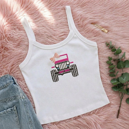 [Free delivery] Jeep Girl Collection Embroidered Spaghetti Strap Tank Top