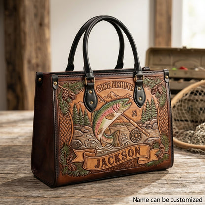 Gone Fishing Trout Leather Bag + Free Wallet