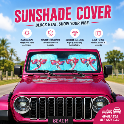 Flamingo Windshield Sun Shade Cover Reflective Retractable Sunshade for Car