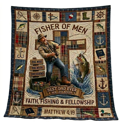 Fisher Of Men Personalized Quilted Blanket