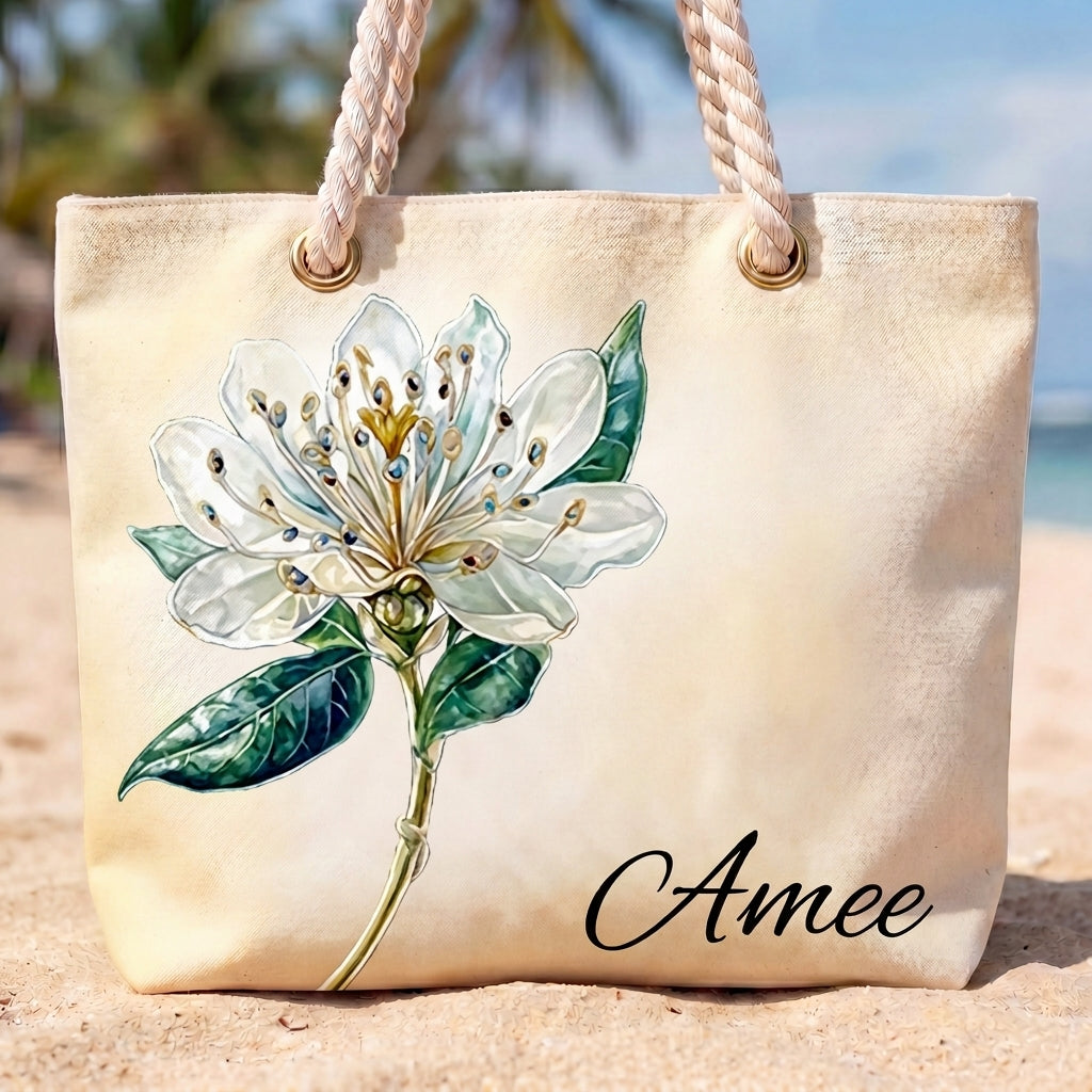 [Free delivery] Birth Month Flower Personalized Beach Bag