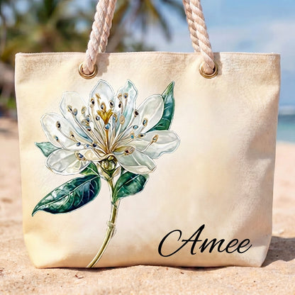 [Free delivery] Birth Month Flower Personalized Beach Bag