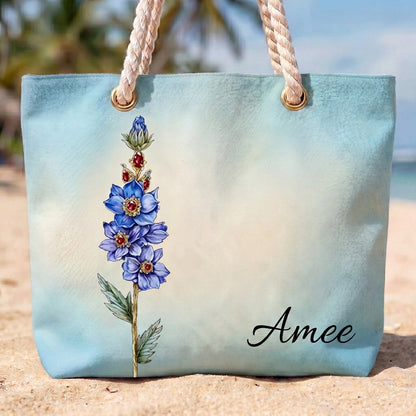 [Free delivery] Birth Month Flower Personalized Beach Bag