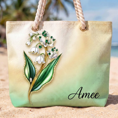 [Free delivery] Birth Month Flower Personalized Beach Bag