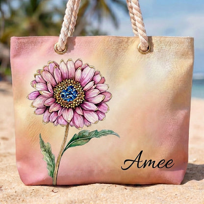 [Free delivery] Birth Month Flower Personalized Beach Bag