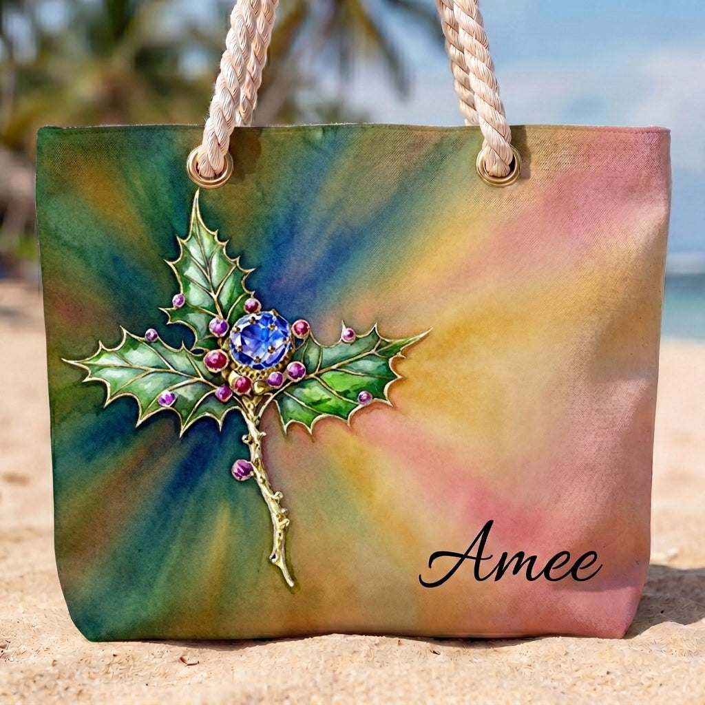 [Free delivery] Birth Month Flower Personalized Beach Bag