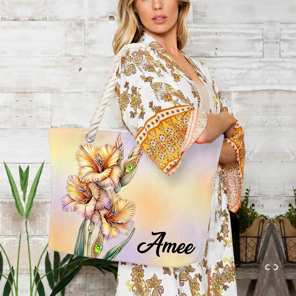 [Free delivery] Birth Month Flower Personalized Beach Bag