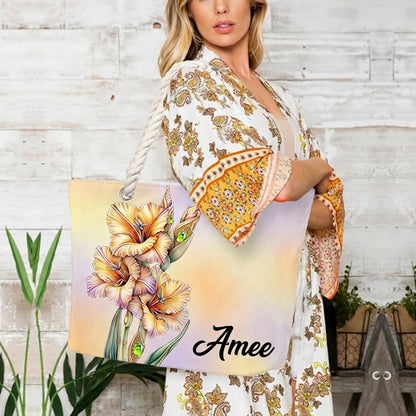 [Free delivery] Birth Month Flower Personalized Beach Bag