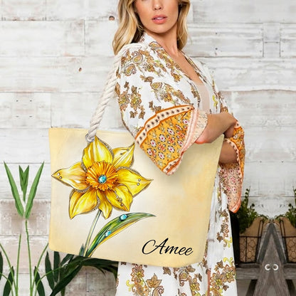 [Free delivery] Birth Month Flower Personalized Beach Bag