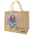 [Free delivery] Birth Month Flower Bible Verse Personalized Jute Tote Bag