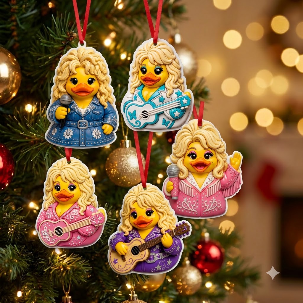 Duck Duck Dolly 3D Relief White Acrylic Ornament