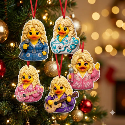 Duck Duck Dolly 3D Relief White Acrylic Ornament