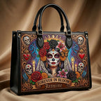 Forever In Bloom Rose Skull Lady Personalized Leather Bag + Free Wallet
