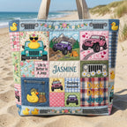 Duck Duck Jeep Personalized Quilted Tote Bag & Free-Motion Embroidery Wallet Set
