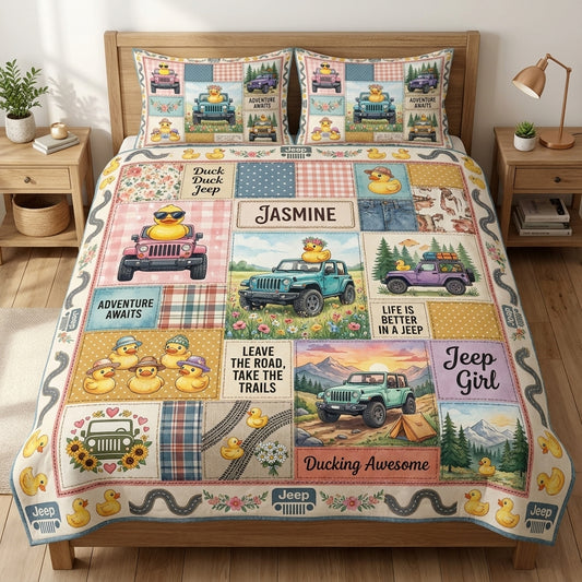 Duck Duck Jeep Personalized Quilted Bedding Set