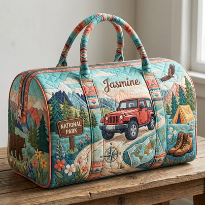 Jeepin' Under the Pines Personalized Quilted Pillow Bag