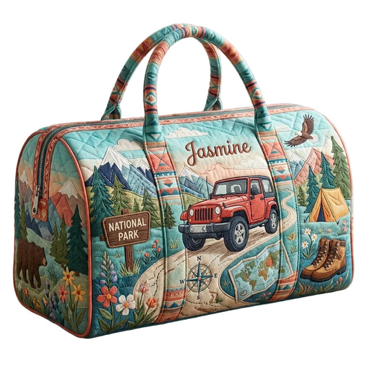 Jeepin' Under the Pines Personalized Quilted Pillow Bag