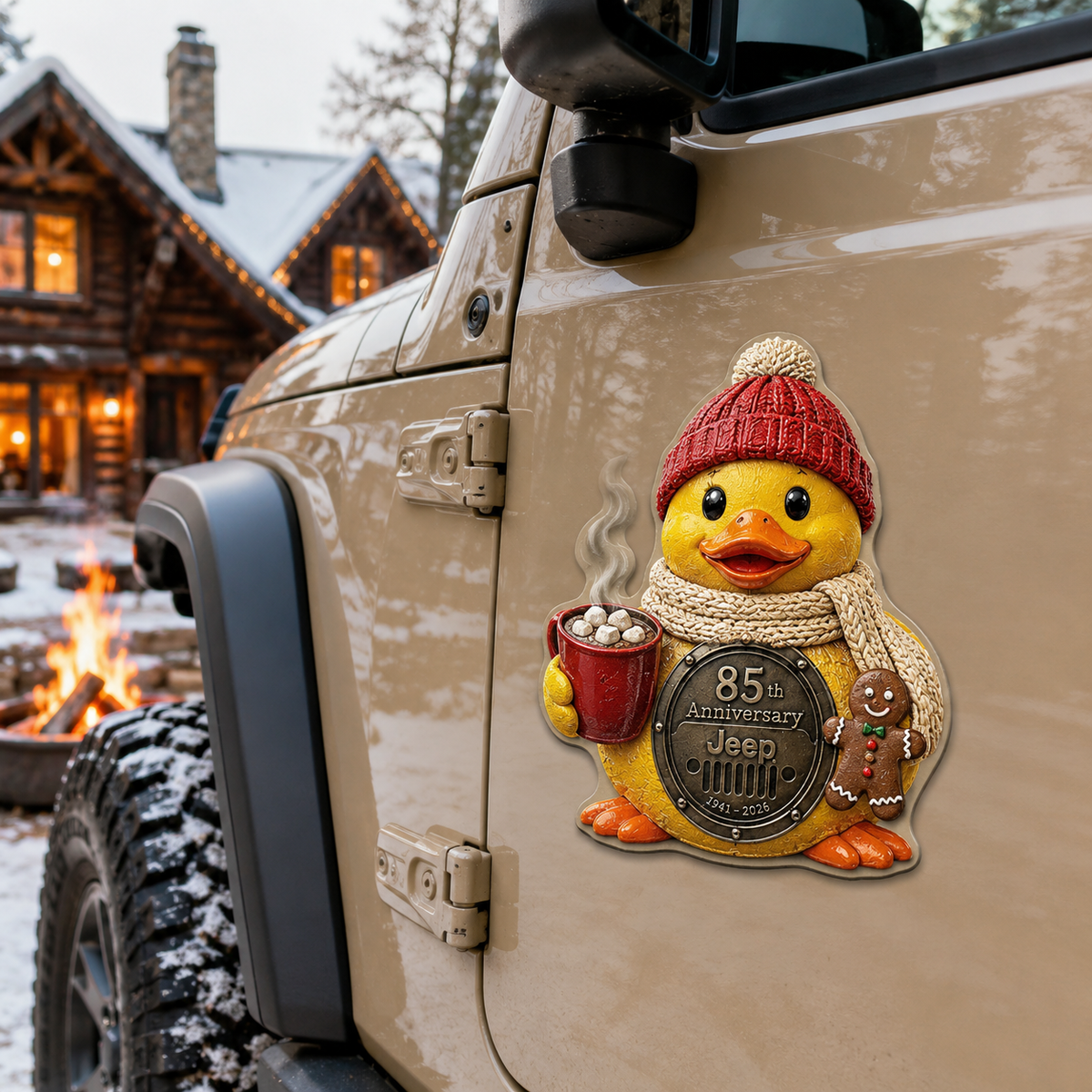 Jeep 85th anniversary Christmas duck vinyl magnet V4