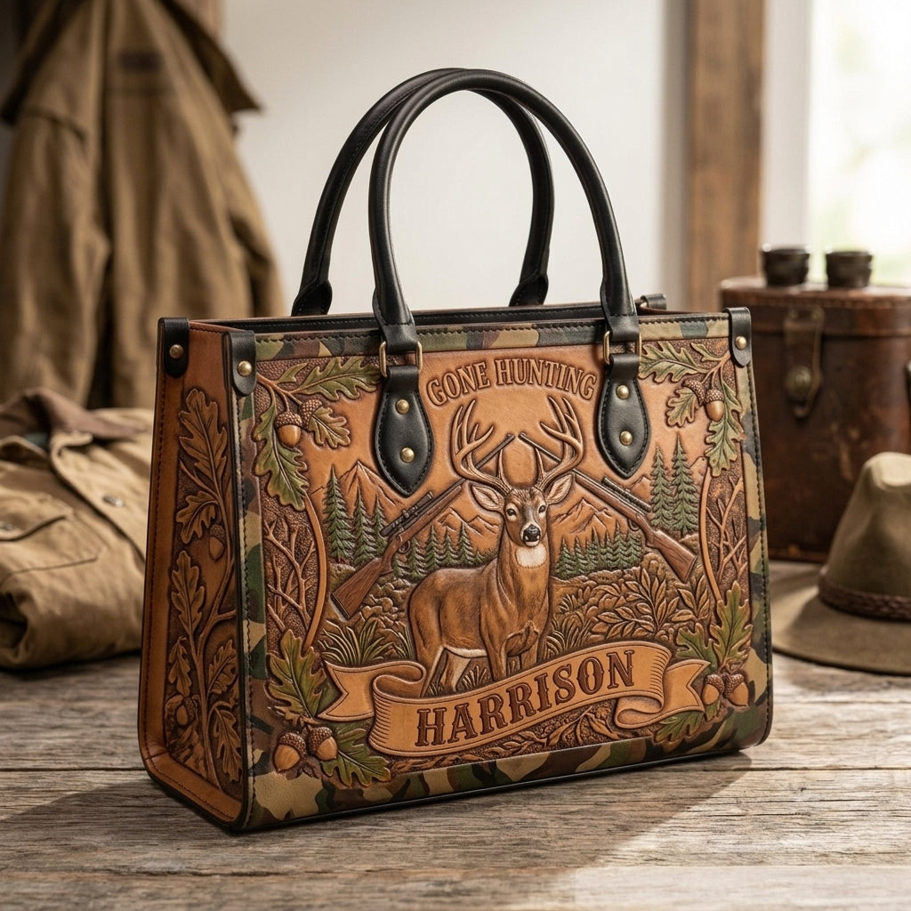 Hunting Heritage Buck Leather Bag + Free Wallet