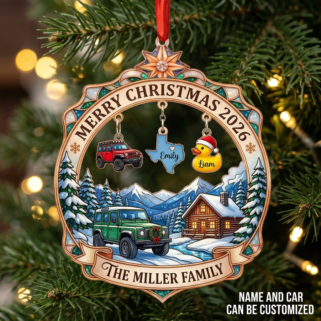 Personalized Jeep Christmas Ornament 2026