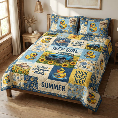 Summer Adventure Duck Duck Jeep Personalized Quilt Bedding Set