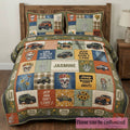 Jeep Skeleton Personalized Quilted Bedding Set