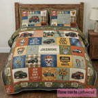 Jeep Skeleton Personalized Quilted Bedding Set