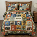 Jeep Skeleton Personalized Quilted Bedding Set