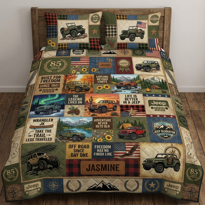 Jeep 85th Anniversary Personalized Quilted Bedding Set