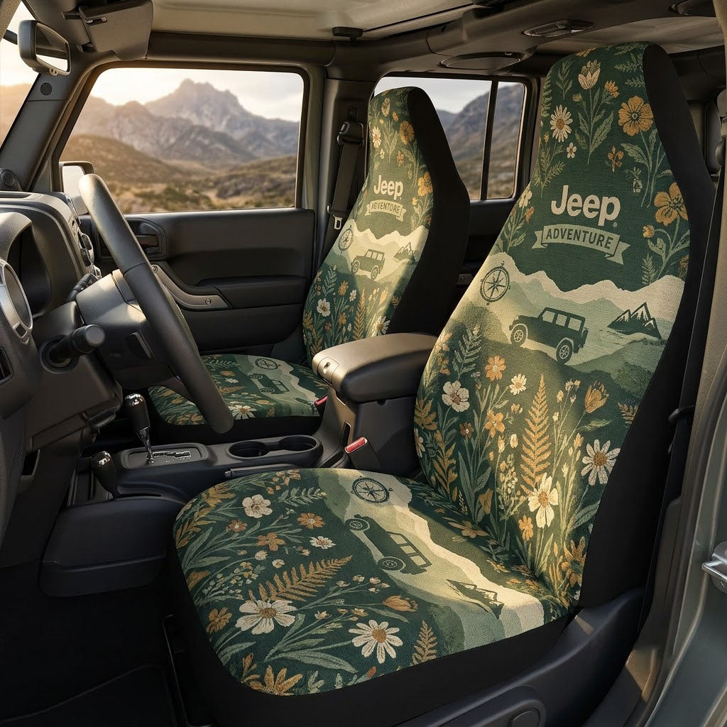 Boho Floral Jeep Car Seat Covers