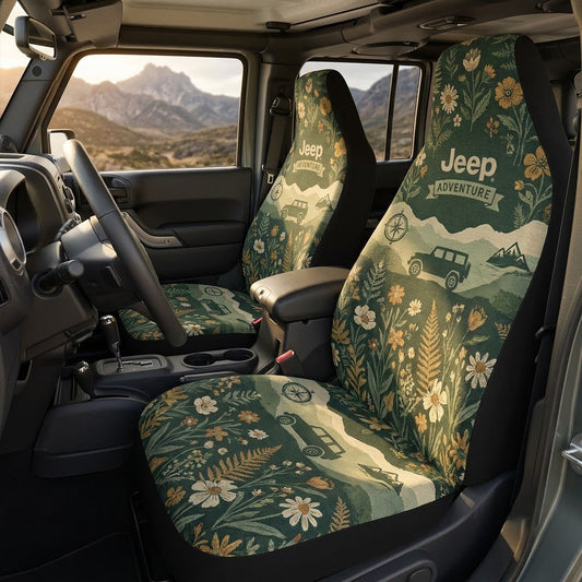 Boho Floral Jeep Car Seat Covers