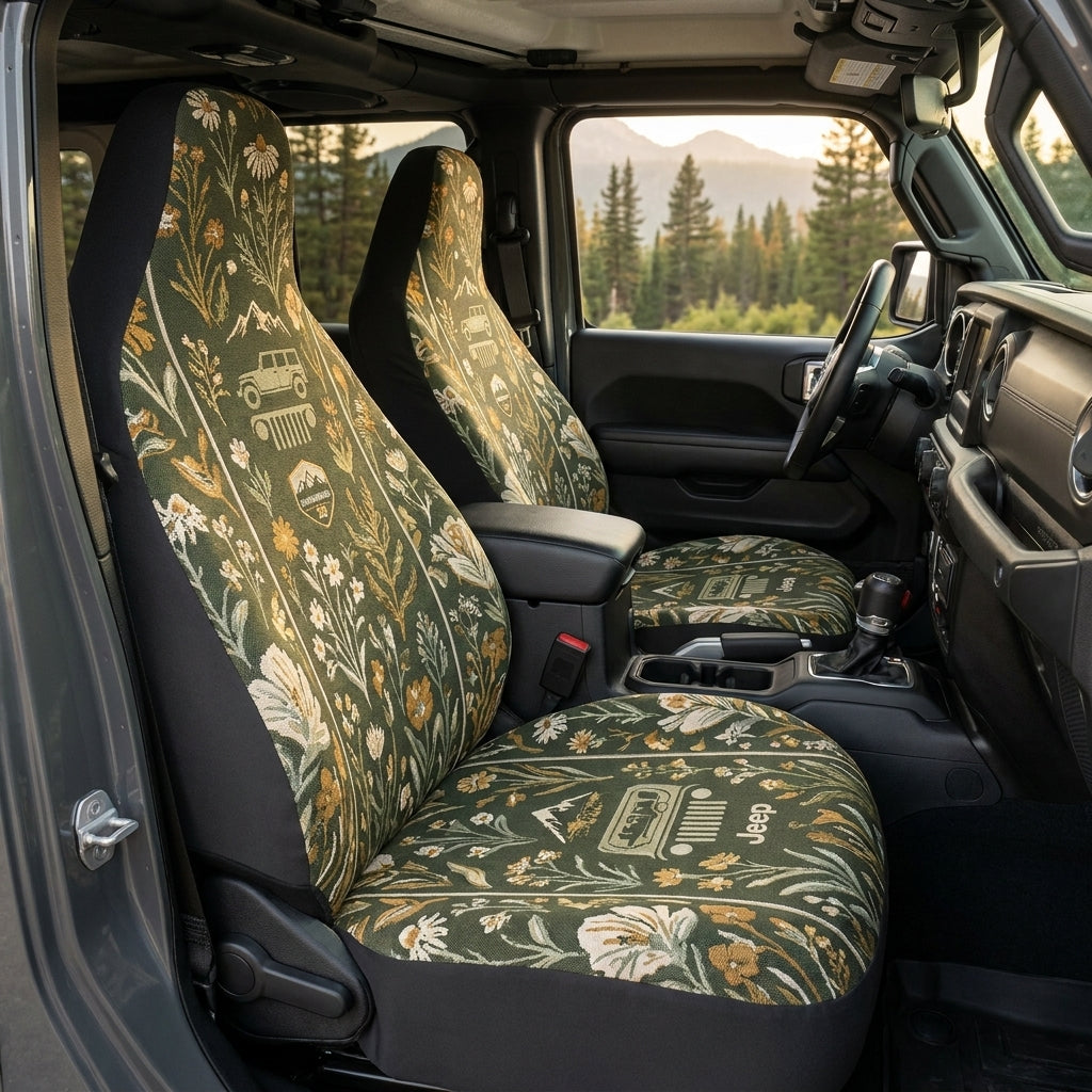 Wildflower Jeep Meadow Car Seat Cover