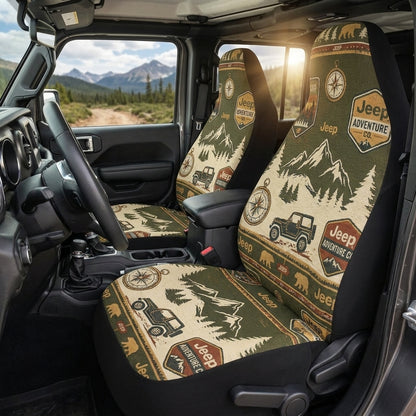 Vintage Jeep Adventure Car Seat Cover
