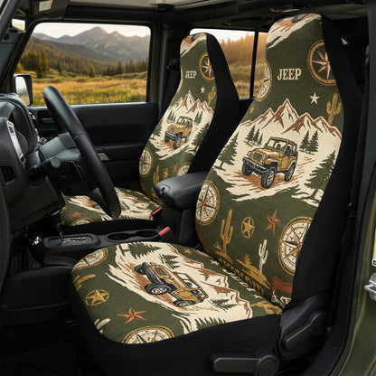 Vintage Mountain Jeep Car Seat Cover