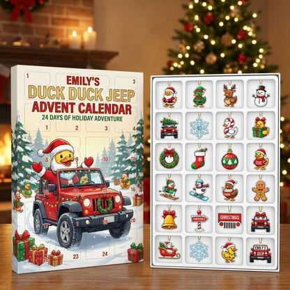 Red Jeep Christmas Cheer Personalized 24-Day Advent Calendar