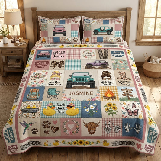 Jeep Hair Don't Care Personalized Quilted Bedding Set