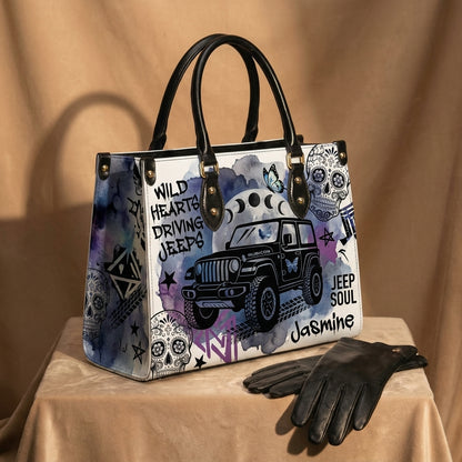 Wild Hearts Driving Jeep Personalized Leather Bag + Free Wallet