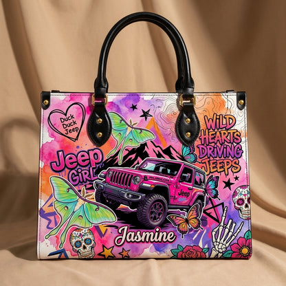 Jeep Skull Girl Personalized Leather Bag + Free Wallet