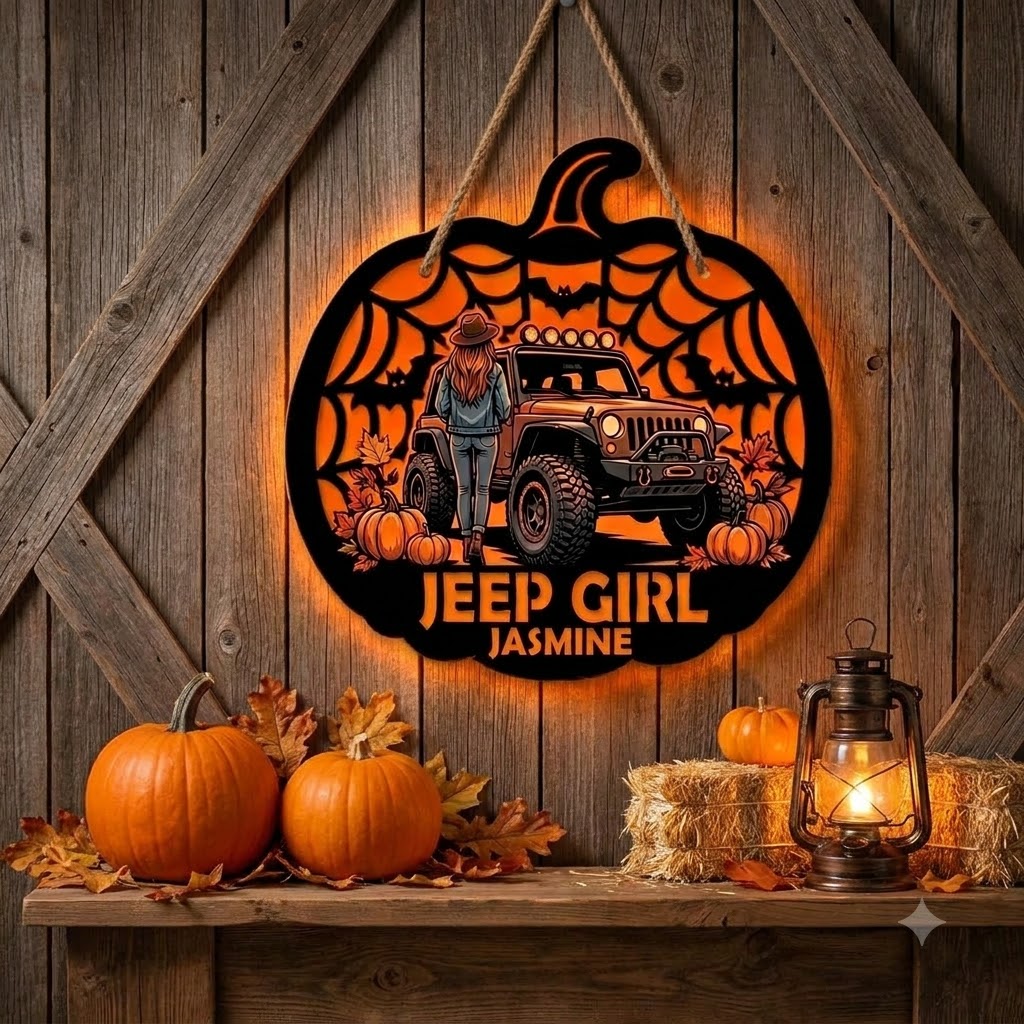 Jeep Girl Personalized Luminous Wooden Sign