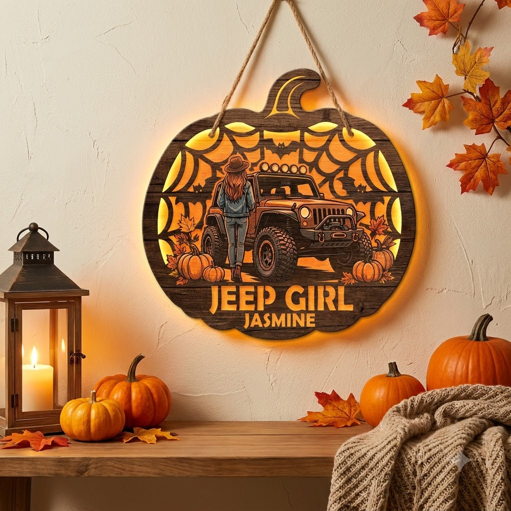 Jeep Girl Personalized Luminous Wooden Sign