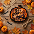 Jeep Pumpkin Personalized Luminous Wooden Sign