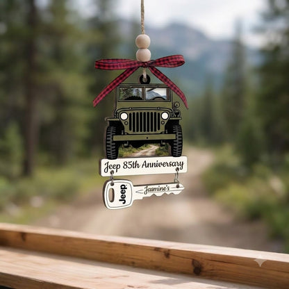 Jeep 85th Anniversary Wooden Ornament With Wooden Tag