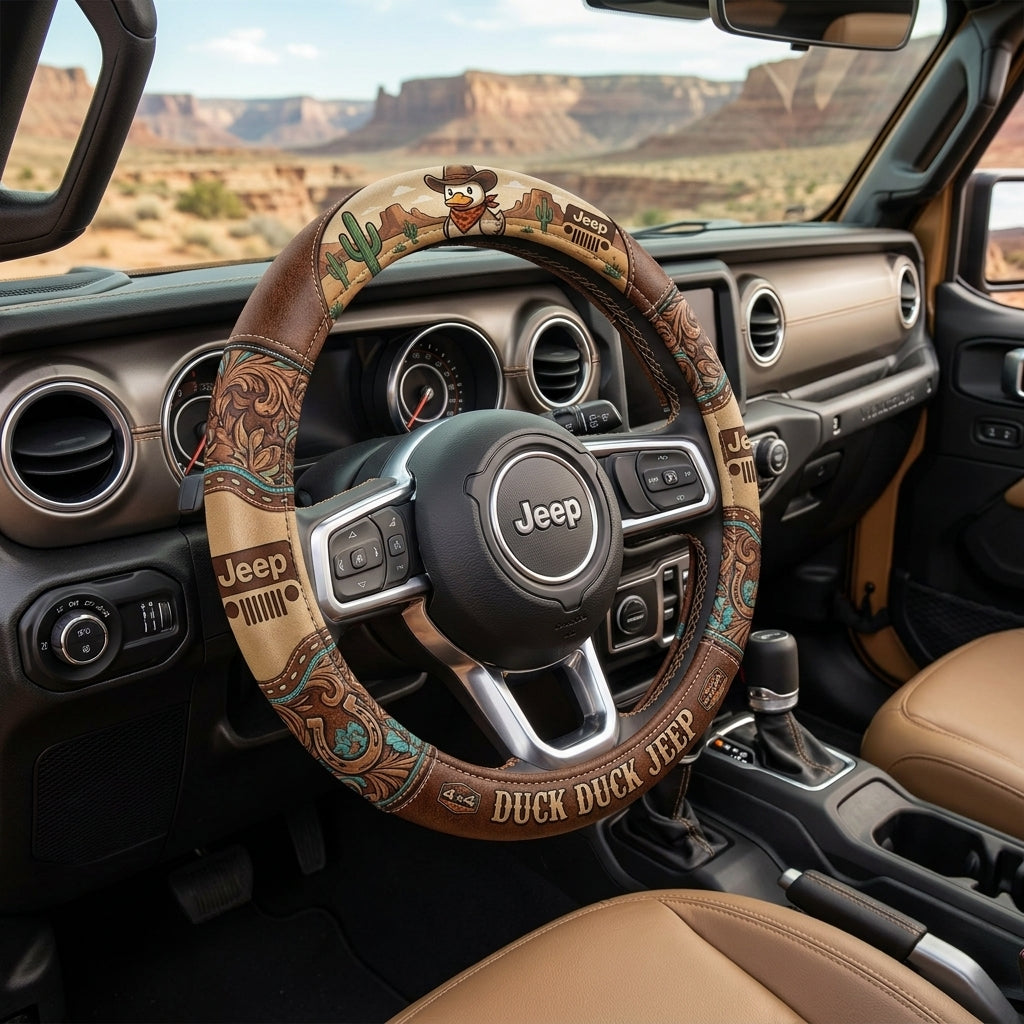 Western Cowboy Duck Duck Jeep Steering Wheel Cover
