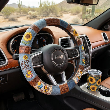 Sunflower Duck Duck Jeep Steering Wheel Cover