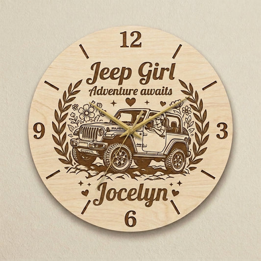 Jeep Girl Personalized Wooden Clock
